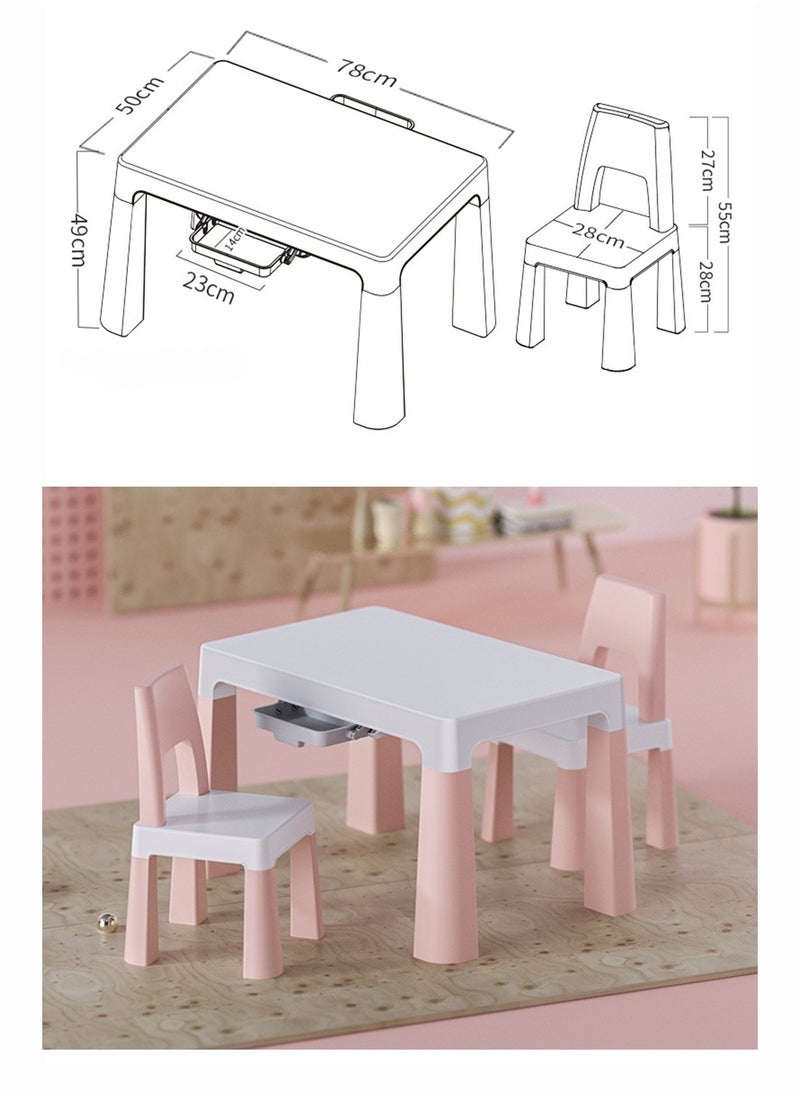 MaBaby - Toddler Kids Table And Two Chair Set, Creative Drawing And Learning Table And Chair With Concealed Drawer - Image 1