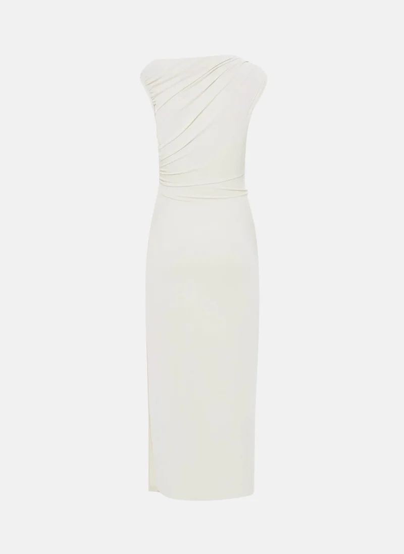 Lichi Jersey maxi dress with one-shoulder bodice and waist decoration