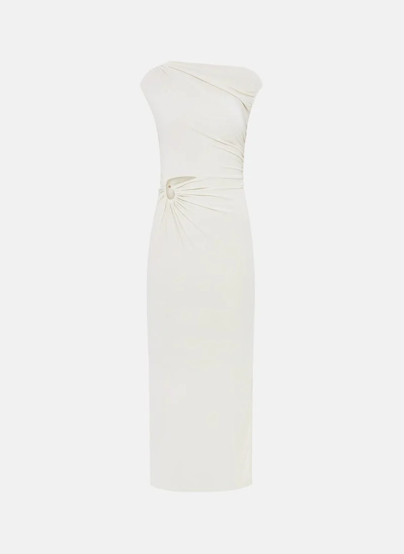 Lichi Jersey maxi dress with one-shoulder bodice and waist decoration