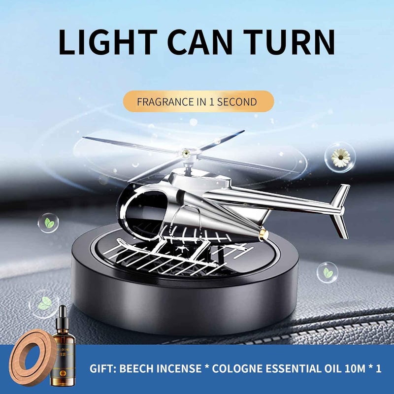 cheekyglo Solar Helicopter Car Aromatherapy Decor, Solar Energy Rotating Helicopter Design Aromatherapy Diffuser Car Air Freshener Essential Oil Diffuser Small Aromatherapy for Car Office - Image 3