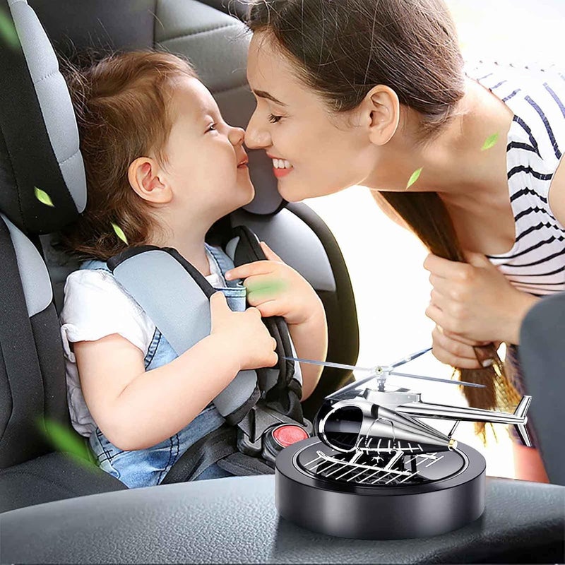 cheekyglo Solar Helicopter Car Aromatherapy Decor, Solar Energy Rotating Helicopter Design Aromatherapy Diffuser Car Air Freshener Essential Oil Diffuser Small Aromatherapy for Car Office - Image 2