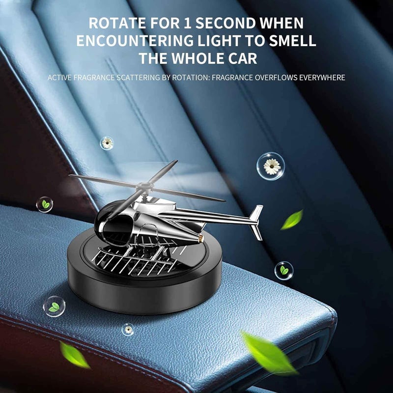 cheekyglo Solar Helicopter Car Aromatherapy Decor, Solar Energy Rotating Helicopter Design Aromatherapy Diffuser Car Air Freshener Essential Oil Diffuser Small Aromatherapy for Car Office - Image 4