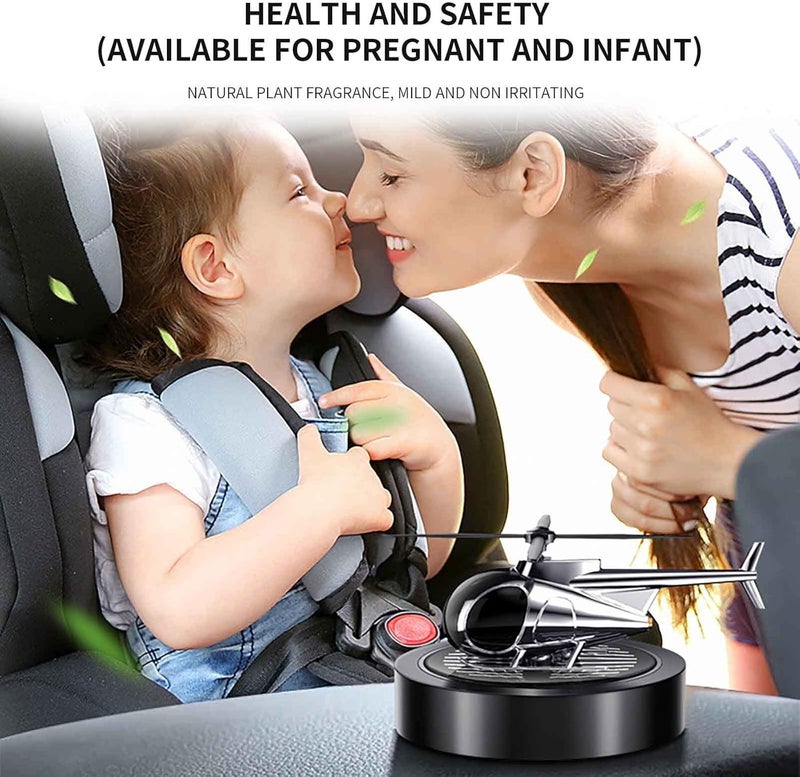 cheekyglo Solar Helicopter Car Aromatherapy Decor, Solar Energy Rotating Helicopter Design Aromatherapy Diffuser Car Air Freshener Essential Oil Diffuser Small Aromatherapy for Car Office - Image 5