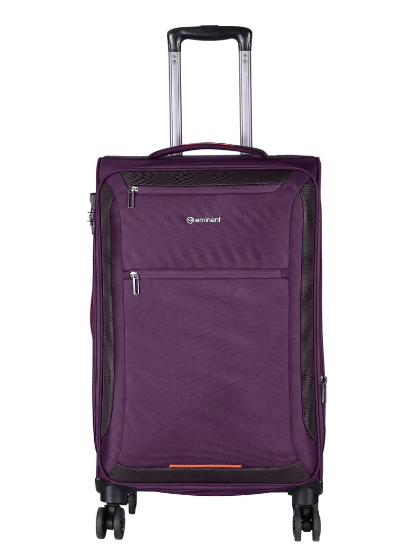 إيمينينت Unisex Soft Travel Bag Large Luggage Trolley Polyester Lightweight Expandable 4 Double Spinner Wheeled Suitcase with 3 Digit TSA lock E751 Purple