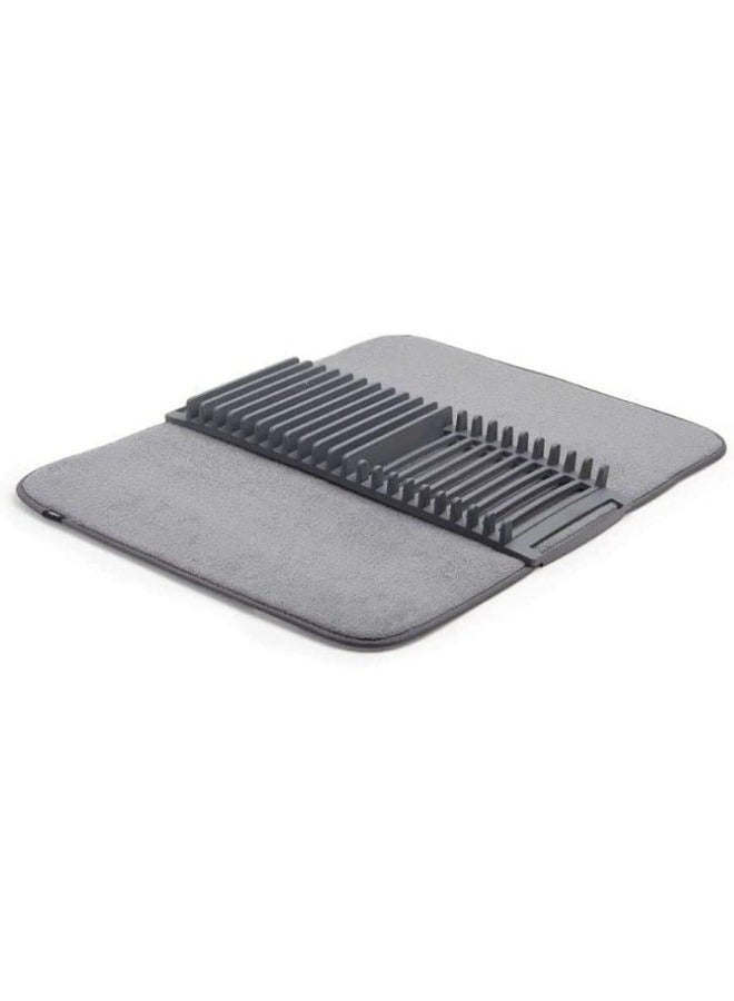 Happy Home Microfiber Dish Drying Mat and Rack with Dish Drainer Made of High-Quality Plastic - Lightweight, Space-Saving Design Folds for Easy Storage, Standard - Grey - Image 3