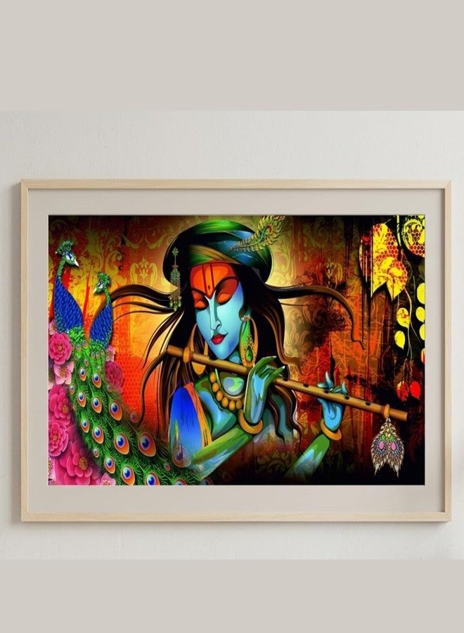Print Panda Fabulous Landscape Krishna Religious wall Poster for Home Decor, Living Room, Bed Room, Kids Room, Play Room, Restaurant, Hotel (Self Adhesive Vinyl, Water Proof) - Image 1