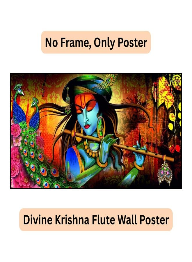 Print Panda Fabulous Landscape Krishna Religious wall Poster for Home Decor, Living Room, Bed Room, Kids Room, Play Room, Restaurant, Hotel (Self Adhesive Vinyl, Water Proof) - Image 4
