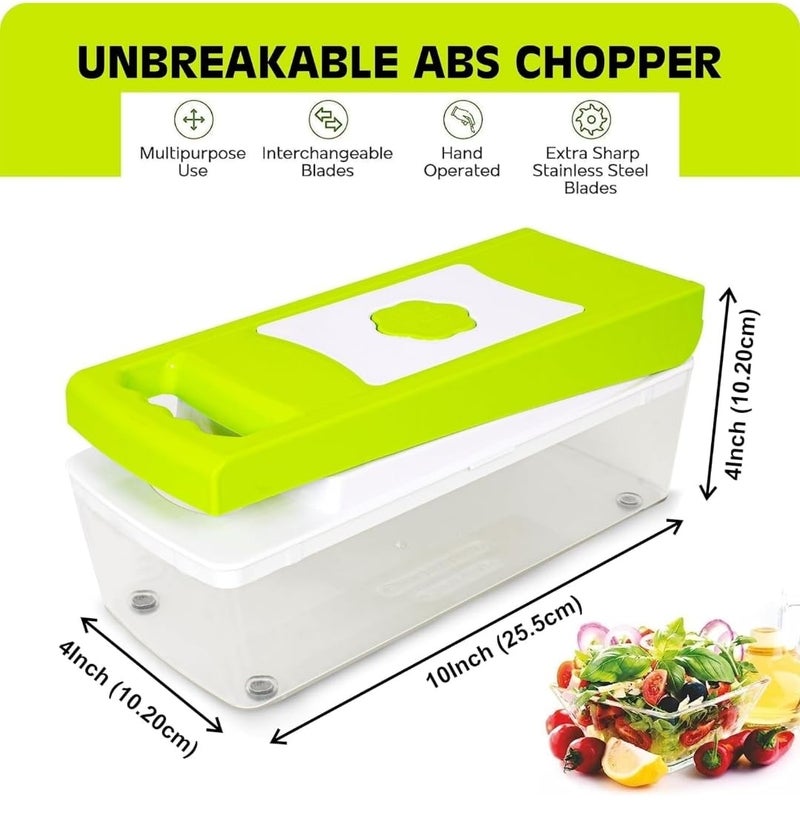 Well Set 12 in 1 Multipurpose Chopper, Fruits & Vegetable Cutters, Grater Peeler Chipser, Unbreakable Food Grade Body, Easy Push to Clean Button Slicer Dicer, Chopper for Kitchen - Image 5