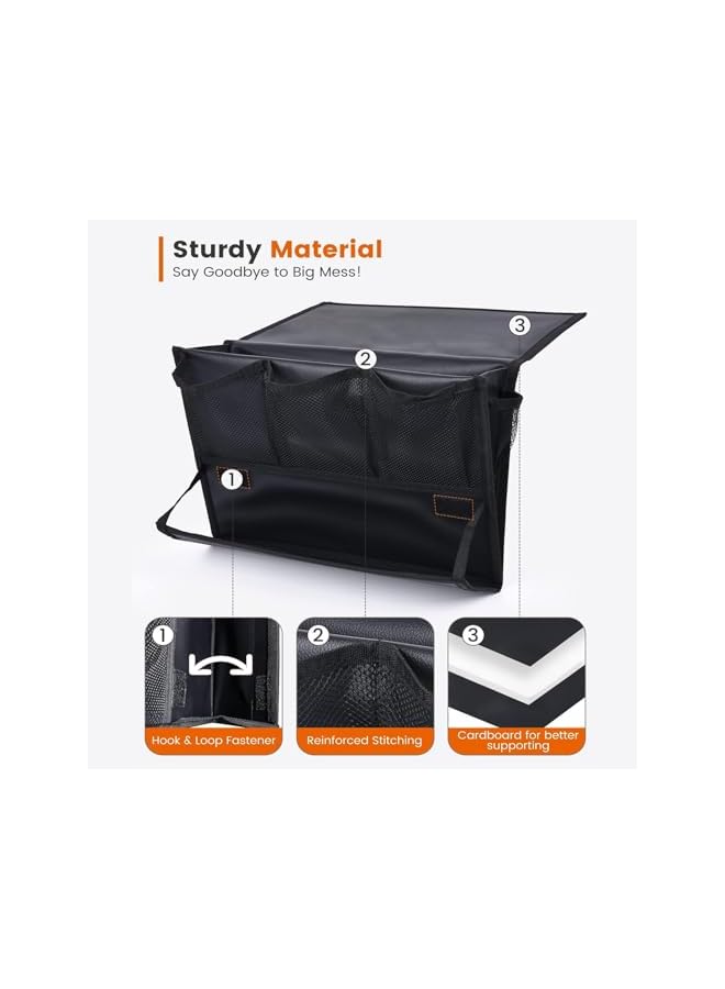 The Bros Hanging Bedside Organizer, Bedside Caddy with Power Strip Holder, Bedside Storage Organizer with 6 Pockets, Multi-functional Organizer Caddy for Remotes, Phones, Magazines,Tablets - Image 2