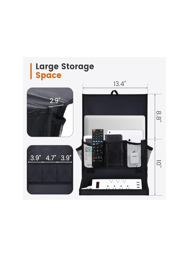 The Bros Hanging Bedside Organizer, Bedside Caddy with Power Strip Holder, Bedside Storage Organizer with 6 Pockets, Multi-functional Organizer Caddy for Remotes, Phones, Magazines,Tablets - Image 5