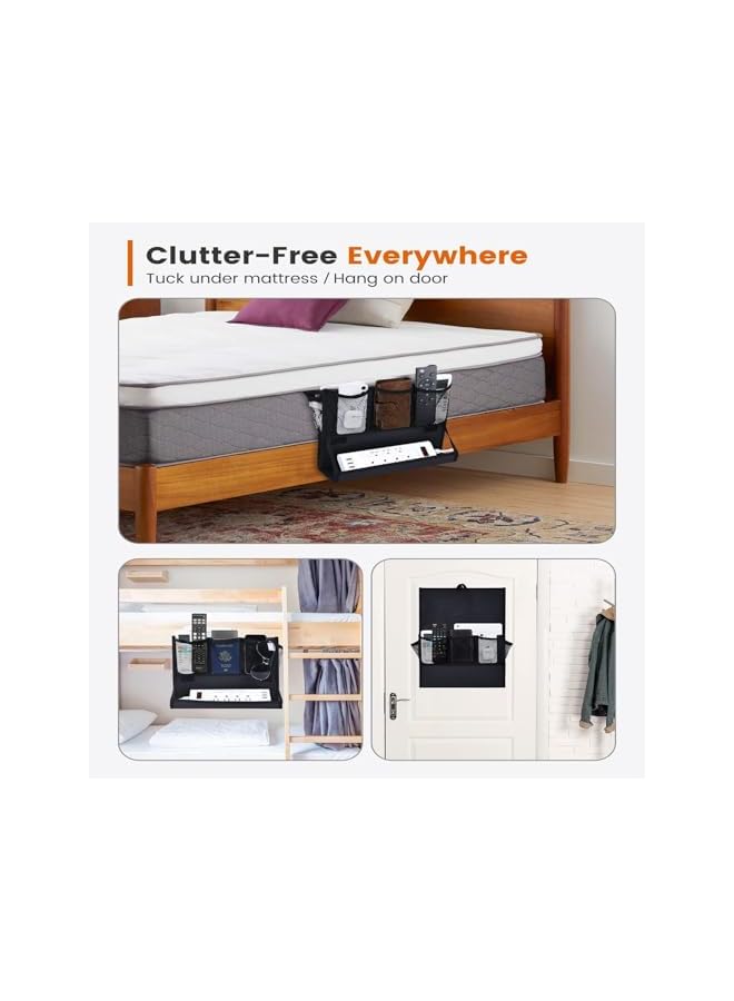 The Bros Hanging Bedside Organizer, Bedside Caddy with Power Strip Holder, Bedside Storage Organizer with 6 Pockets, Multi-functional Organizer Caddy for Remotes, Phones, Magazines,Tablets - Image 3