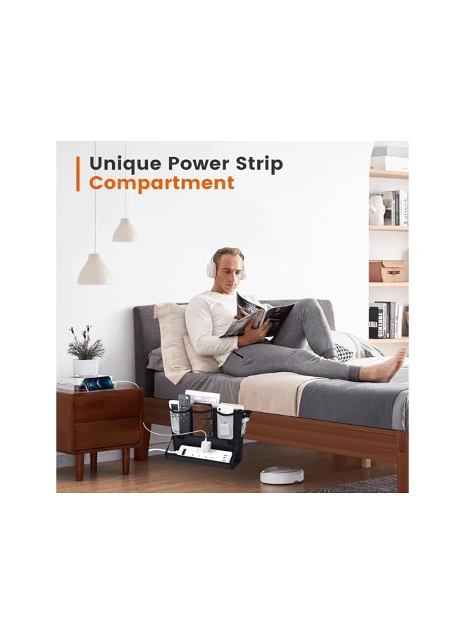 The Bros Hanging Bedside Organizer, Bedside Caddy with Power Strip Holder, Bedside Storage Organizer with 6 Pockets, Multi-functional Organizer Caddy for Remotes, Phones, Magazines,Tablets - Image 4