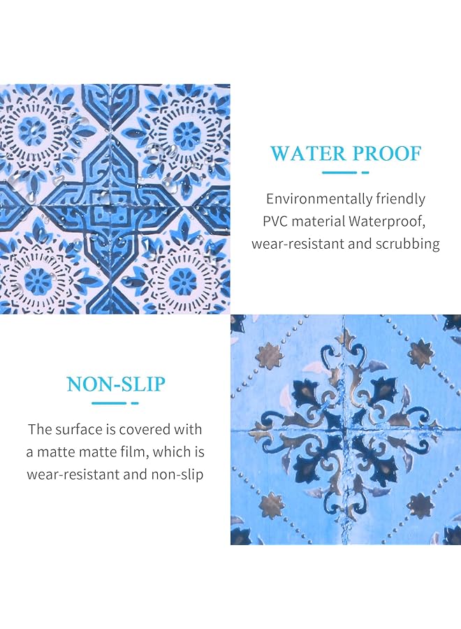 إيروريكس 20 قطعة ملصقات بلاط 15X15 سم ملصق بلاط حائط أزرق على الطراز المغربي فيلم بلاط ملصقات حائط مقاومة للماء ذاتية اللصق بلاط أرضيات فسيفساء ملصق لتزيين طاولة المطبخ والحمام والدرج Mz 6 014 - Image 4