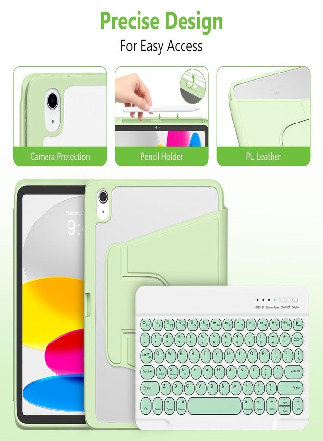 besky for iPad 11th 10th Generation Case with Keyboard, Folio Cover with Pencil Holder, Multi-Touch Trackpad, with Wireless Detachable Backlit Keyboard for iPad (A16) 11th/10th Gen (Light Green) - Image 5
