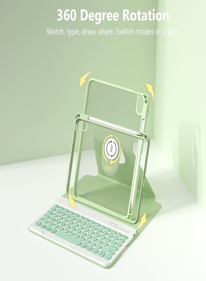 besky for iPad 11th 10th Generation Case with Keyboard, Folio Cover with Pencil Holder, Multi-Touch Trackpad, with Wireless Detachable Backlit Keyboard for iPad (A16) 11th/10th Gen (Light Green) - Image 4