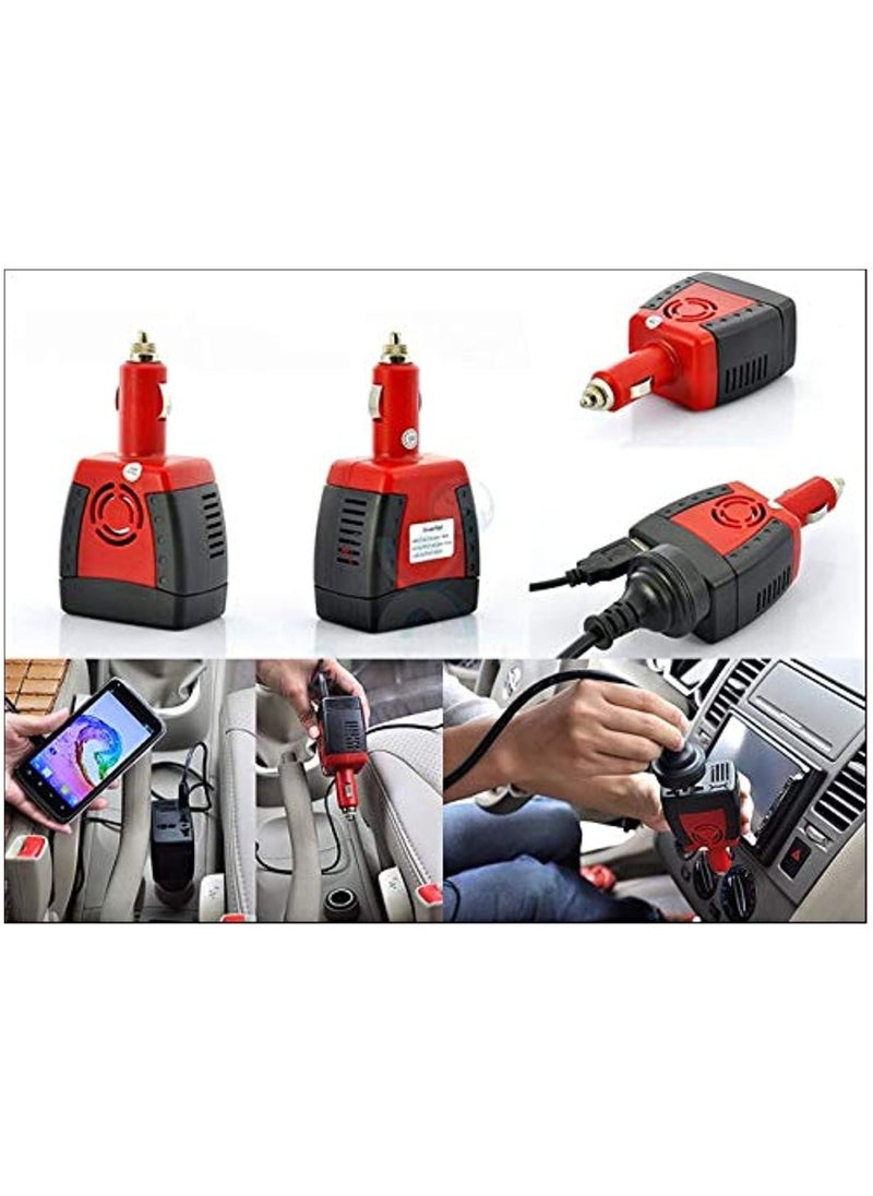 DLC DLC 150W Car Power Inverter 12V DC to 220V AC Converter with Dual USB Ports – Portable Car Charger Adapter for Laptop, Phone & Small Devices – Black  - Image 5