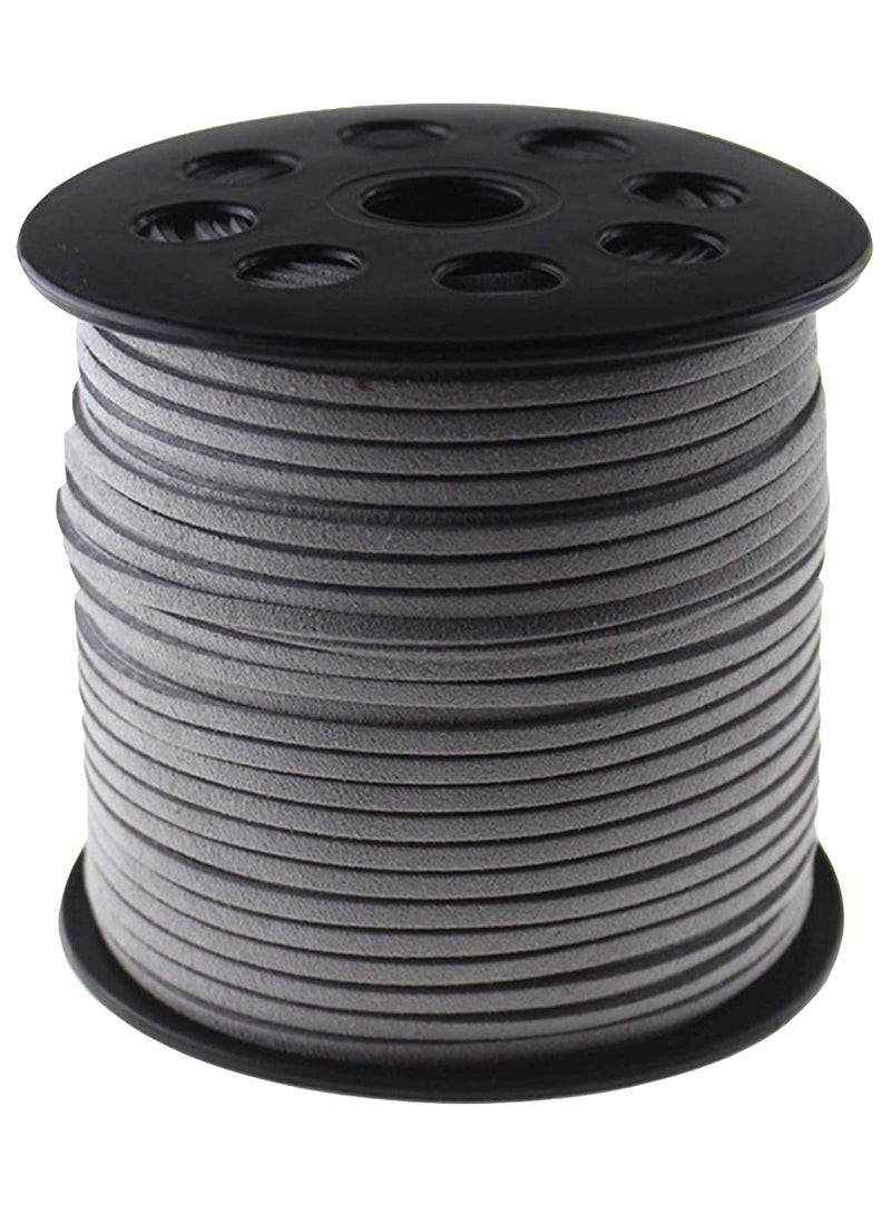 SYOSI 2.6mm Suede Cord, 100 Yards Flat Faux Leather Cord for Necklaces, Bracelets, Jewelry Making, Beading and DIY Crafts Coffee Lace with Roll Spool Bracelet Necklace Handmade(Grey) - Image 1