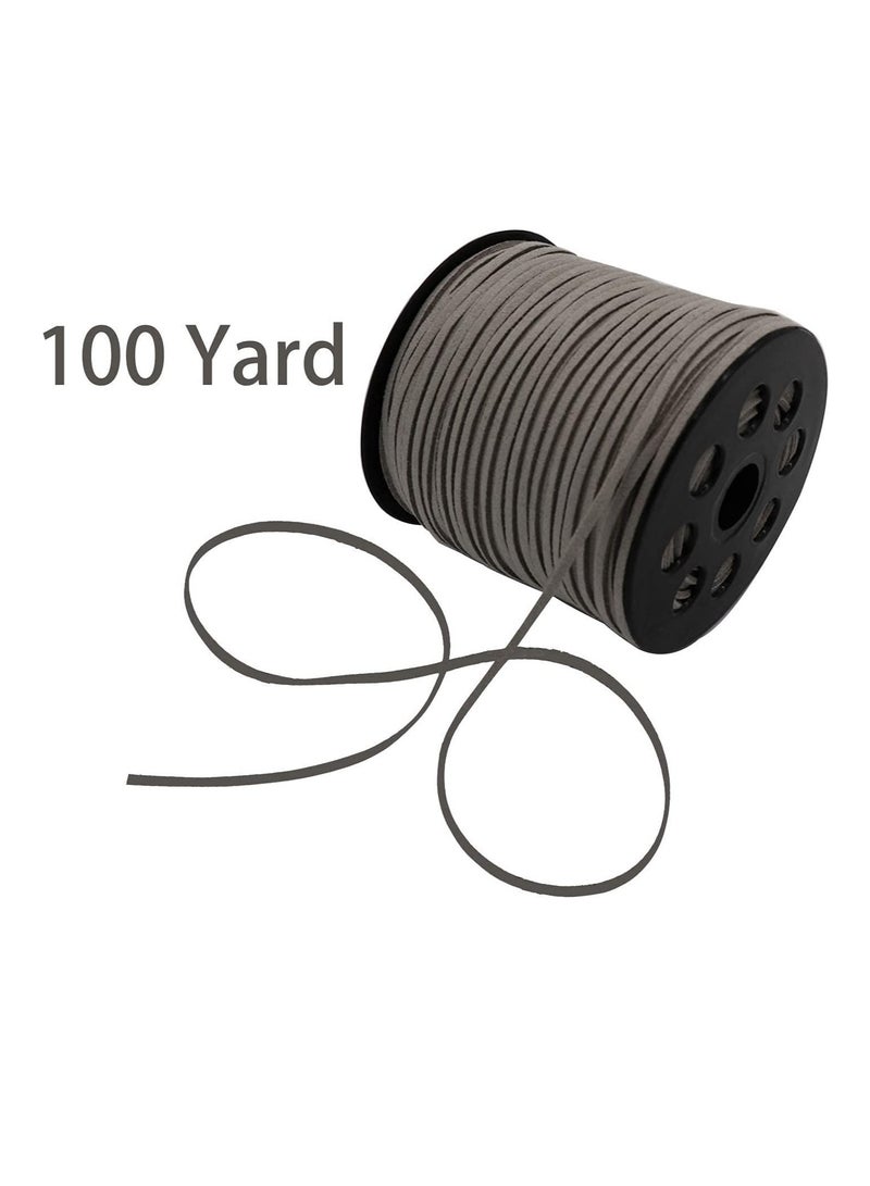 SYOSI 2.6mm Suede Cord, 100 Yards Flat Faux Leather Cord for Necklaces, Bracelets, Jewelry Making, Beading and DIY Crafts Coffee Lace with Roll Spool Bracelet Necklace Handmade(Grey) - Image 2
