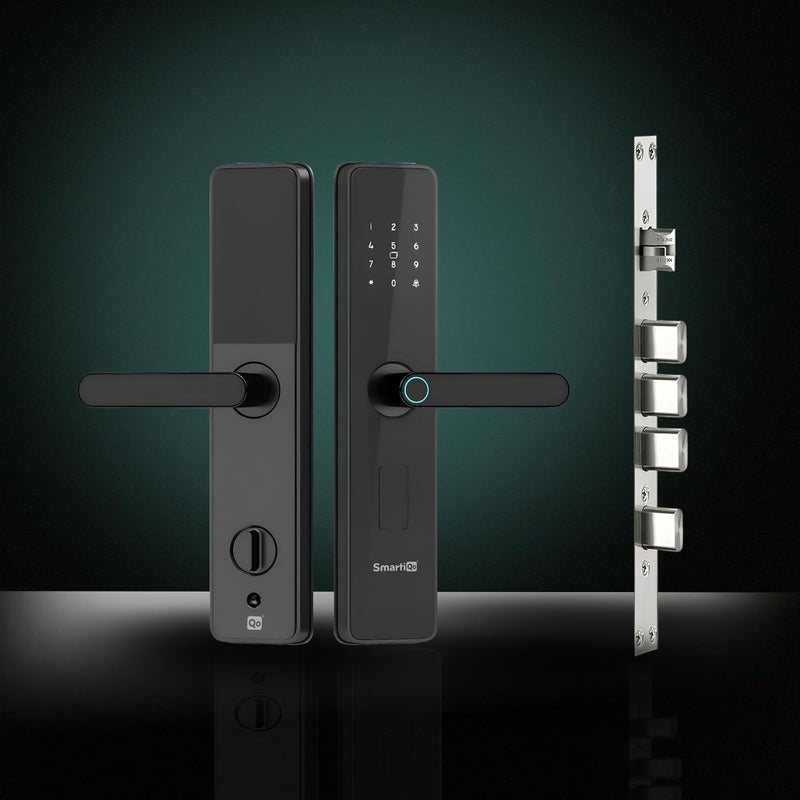 SmartiQo SmartiQo E1 Digital Door Lock 5Way Unlocking 5 Bolts Fingerprint PIN Access Card Mechanical Key 2 Years Brand Warranty Black  - Image 1