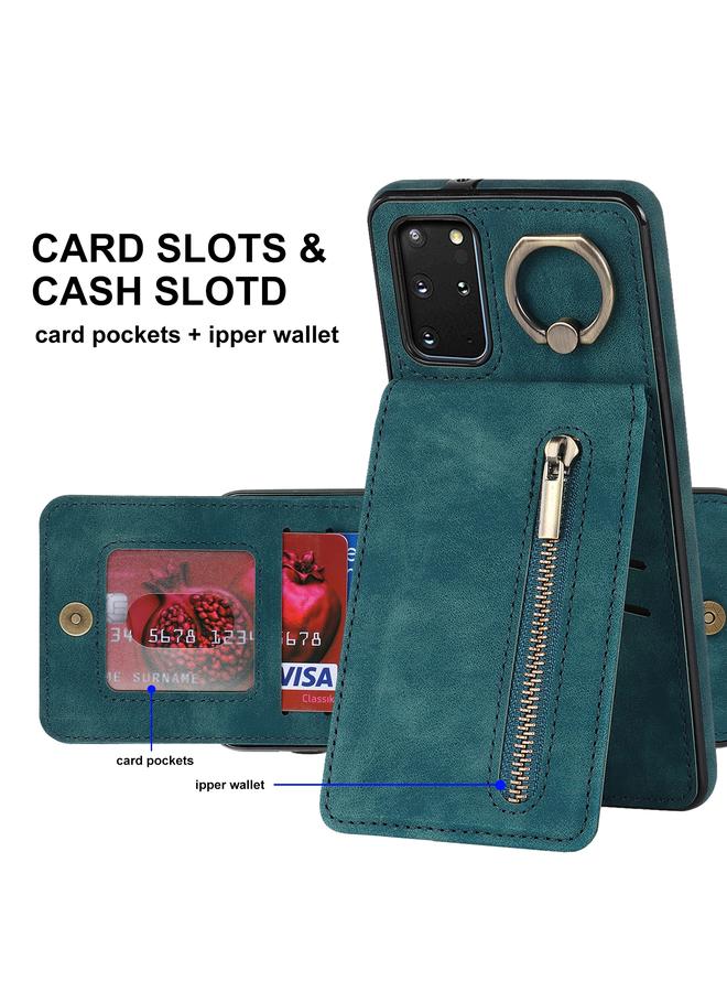 S-TOP Case For Samsung Galaxy S20+ Retro Ring and Zipper RFID Card Slot Phone Case - Image 3