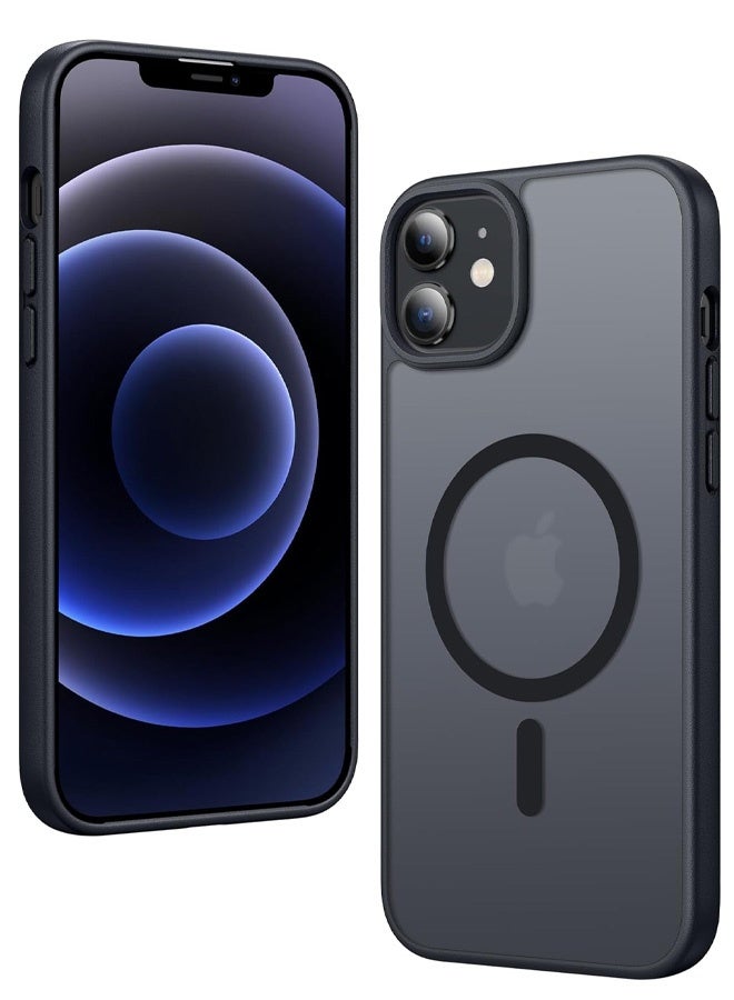 جراب iPhone 12 غير لامع: غطاء هاتف خلوي شفاف مغناطيسي غير لامع من الدرجة العسكرية للحماية من السقوط - جراب هاتف نحيف متين مقاوم للصدمات (أسود C) - Image 1