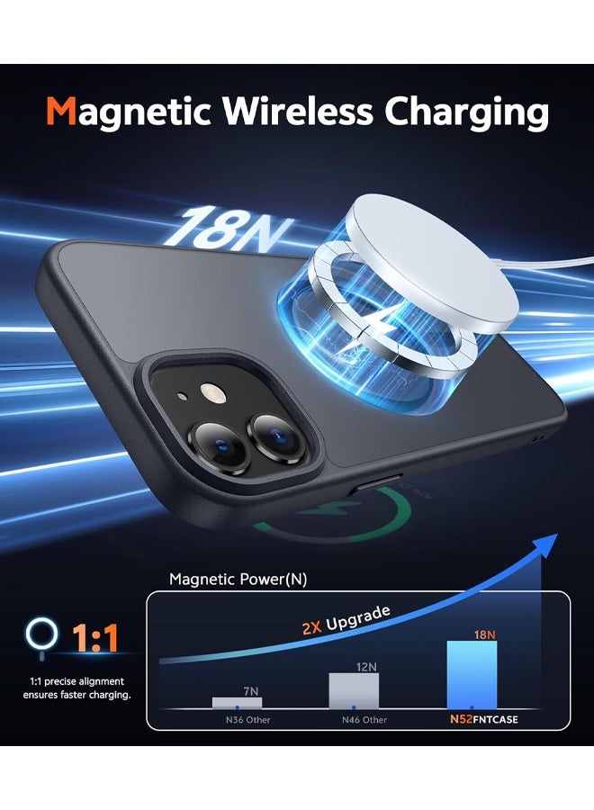 جراب iPhone 12 غير لامع: غطاء هاتف خلوي شفاف مغناطيسي غير لامع من الدرجة العسكرية للحماية من السقوط - جراب هاتف نحيف متين مقاوم للصدمات (أسود C) - Image 3