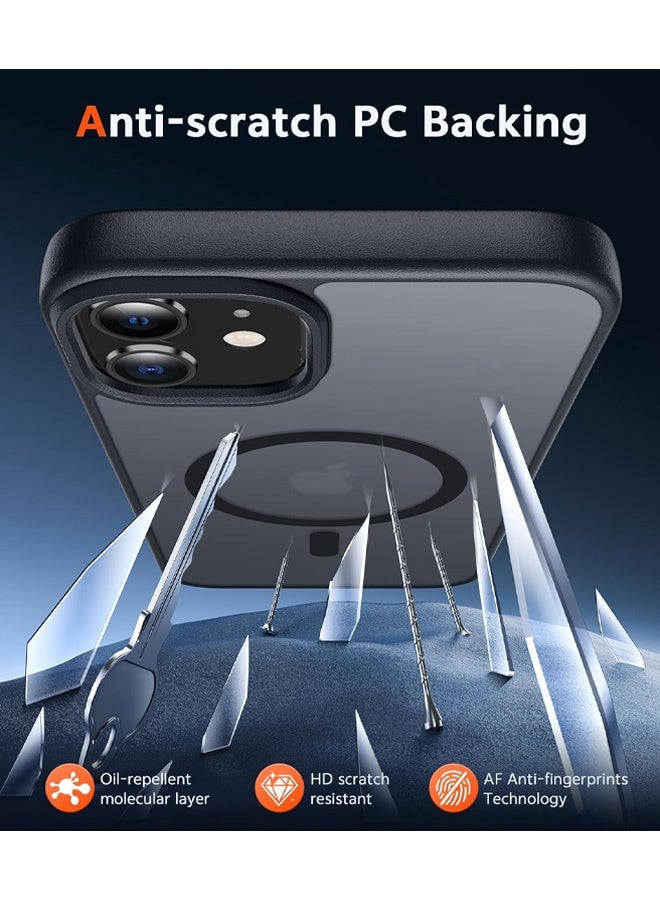 جراب iPhone 12 غير لامع: غطاء هاتف خلوي شفاف مغناطيسي غير لامع من الدرجة العسكرية للحماية من السقوط - جراب هاتف نحيف متين مقاوم للصدمات (أسود C) - Image 5