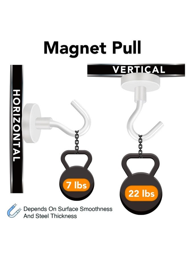 MIKEDE Magnetic Hooks Heavy Duty, Strong Magnet with Hook for Fridge, Super Neodymium Extra Strength Industrial Hooks for Hanging, Magnetic Hanger for Toolbox, Cruise, Grill - (White, 28 Pack) - Image 1