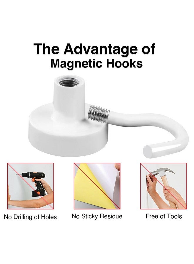 MIKEDE Magnetic Hooks Heavy Duty, Strong Magnet with Hook for Fridge, Super Neodymium Extra Strength Industrial Hooks for Hanging, Magnetic Hanger for Toolbox, Cruise, Grill - (White, 28 Pack) - Image 4