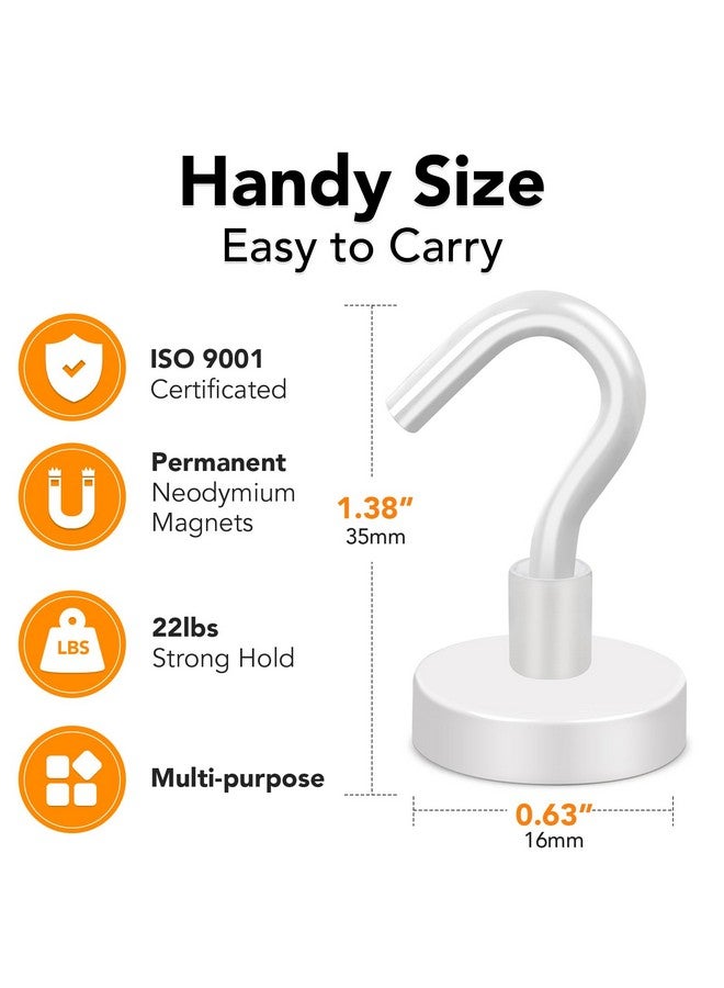 MIKEDE Magnetic Hooks Heavy Duty, Strong Magnet with Hook for Fridge, Super Neodymium Extra Strength Industrial Hooks for Hanging, Magnetic Hanger for Toolbox, Cruise, Grill - (White, 28 Pack) - Image 2
