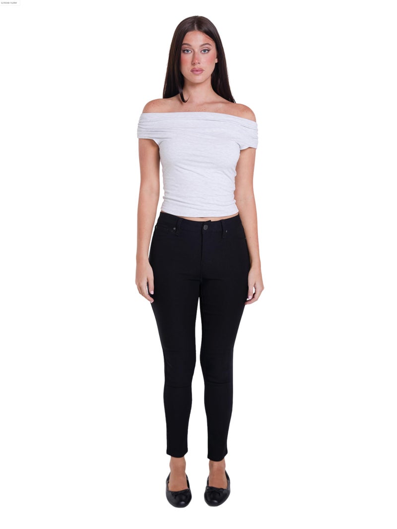 YMI Women's Hyperstretch Mid-Rise Skinny Jeans, Black, XL - Image 4