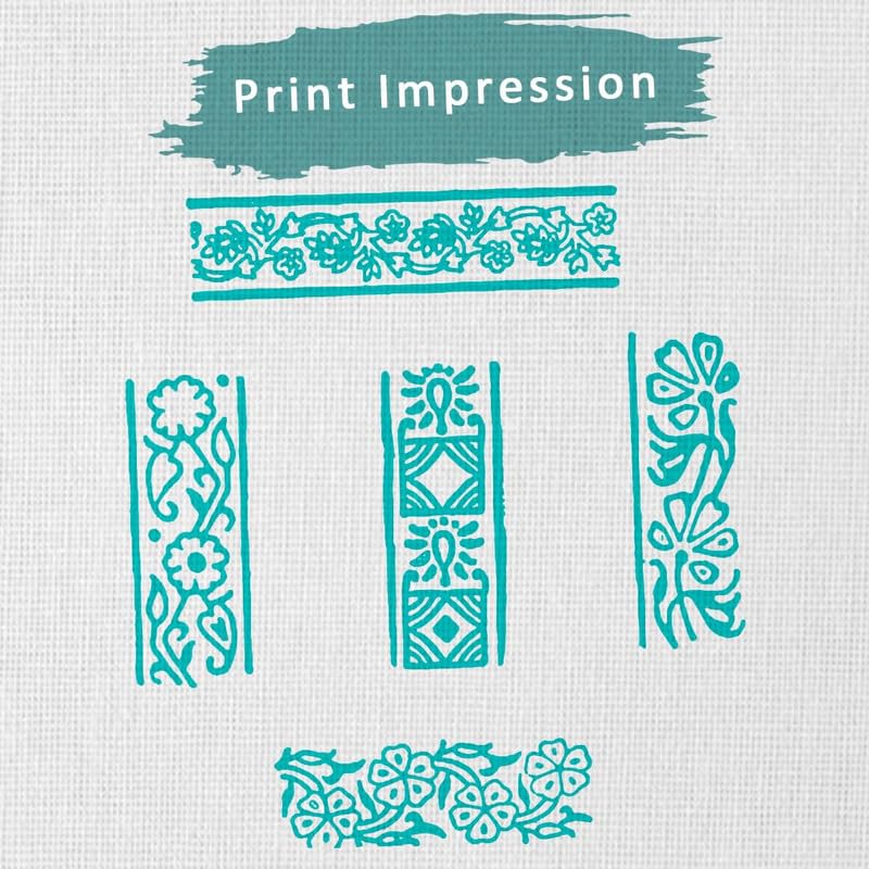 TWOGRAMS | Set of 5 | Wooden Indian Traditional Design Printing Stamps/Blocks for Printing Saree Border/Dresses/Craft Card Making/Scrapbook/Clay Pottery - Image 3