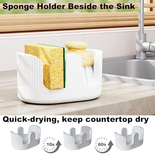 BekPooQ Diatomite Sponge Holder with 2 Slot Design – Quick Drying, Absorbent & Space-Saving Organizer for Kitchen Sponges, Scrubbers & Brushes – Keeps Sponges Dry and Countertop Clean, Bright White - Image 5