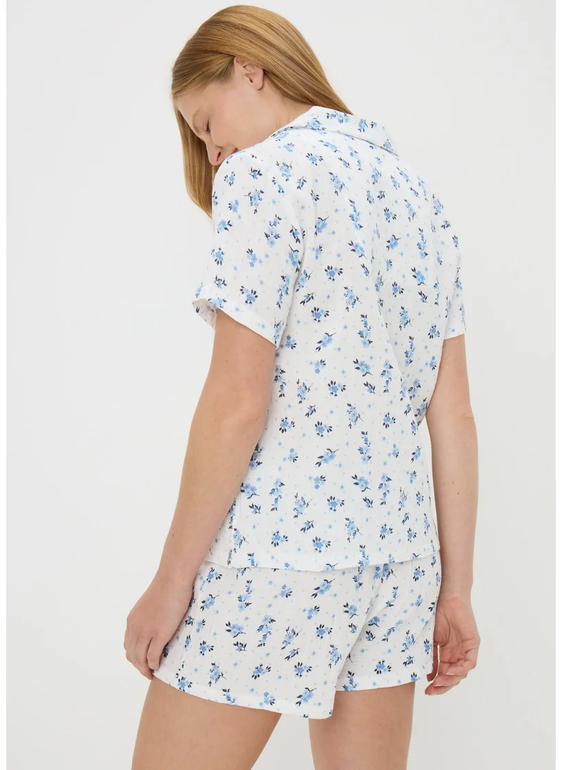Matalan White Floral Short Pyjama Set