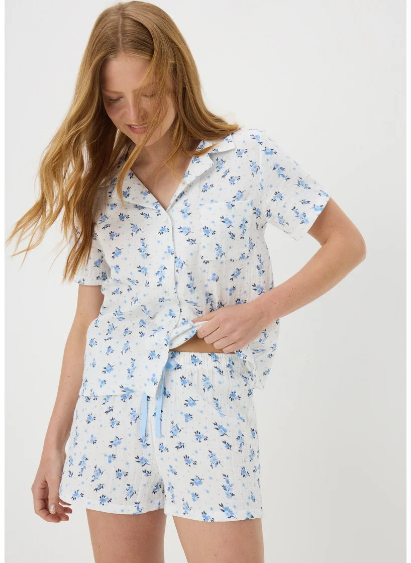 Matalan White Floral Short Pyjama Set
