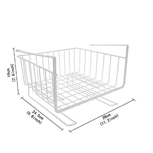 Bianco Under Shelf Hanging Basket Organizer for Home, Cabinet & Wardrobe 16 Inch| Space Saver Rack for Pantry, Cutlery, Clothes & Stationery | White Coated Metal Wire Shelf Basket with Curved Hook - Image 3