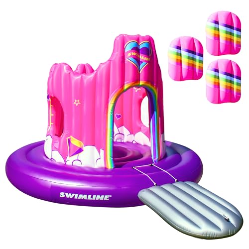 SWIMLINE Giant Inflatable Unicorn Castle Pool Float For Kids And Adults Size Floating Kingdom Raft Lounger Combo With Gate Shield Windows Accessories For Pools Lakes Beach Fits Up To 4 People - Image 1