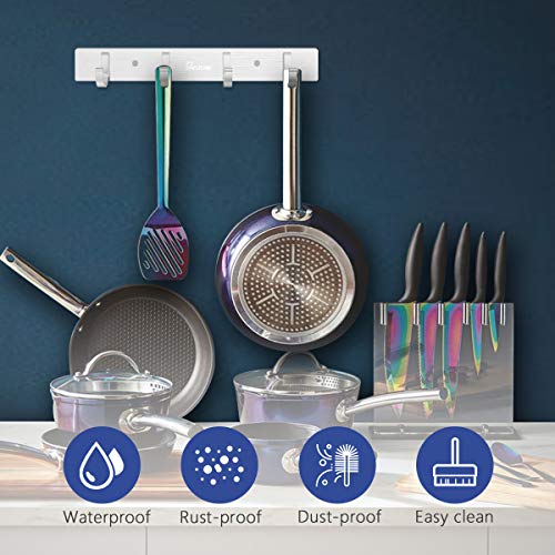 Anjuer Wall Mount Coat Hook, 4 Hooks Aluminum Alloy Coat Hangers Rack Robe Hat Clothes Hook Wall Coat Rack Hooks Silver - Image 3