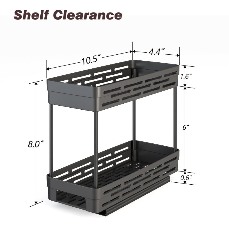 DABIGE Pull Out Spice Rack Organizer for Cabinet, 3 Packs Slide Out Spice Racks Organizer, Spice Cabinet Organizers, Cabinet Size Need:12'' Highx11'' Deepx5'' Wide,Each Tier Hold 10 Spice Jar - 2 Tier, Black - Image 4