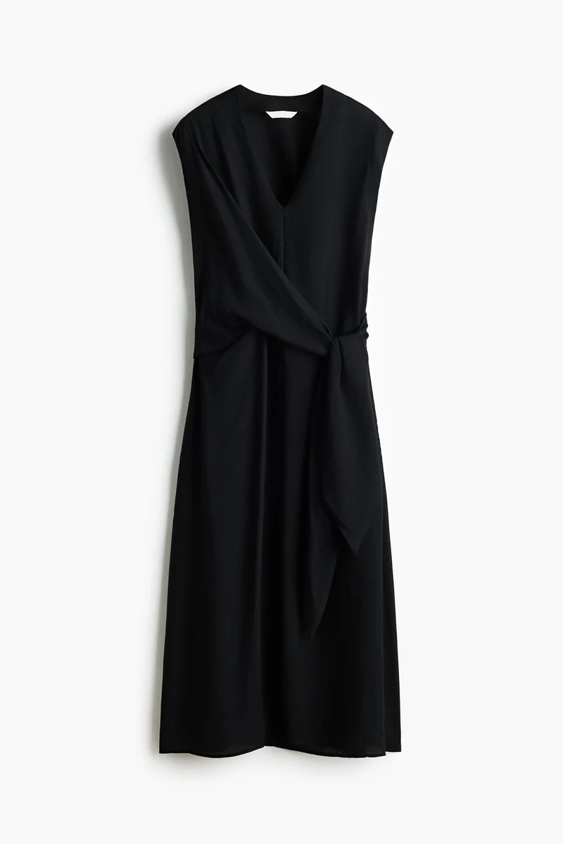Sleeveless wrap-detail dress