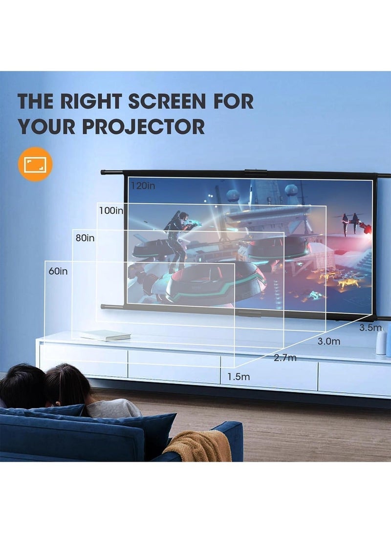 Flash Hawk Projection Screen Portable with Tripod Stand 72" 16:9, Height Adjustable, 160° View Angle, Winkle Free, Anti Reflection Screen - Black - Image 5
