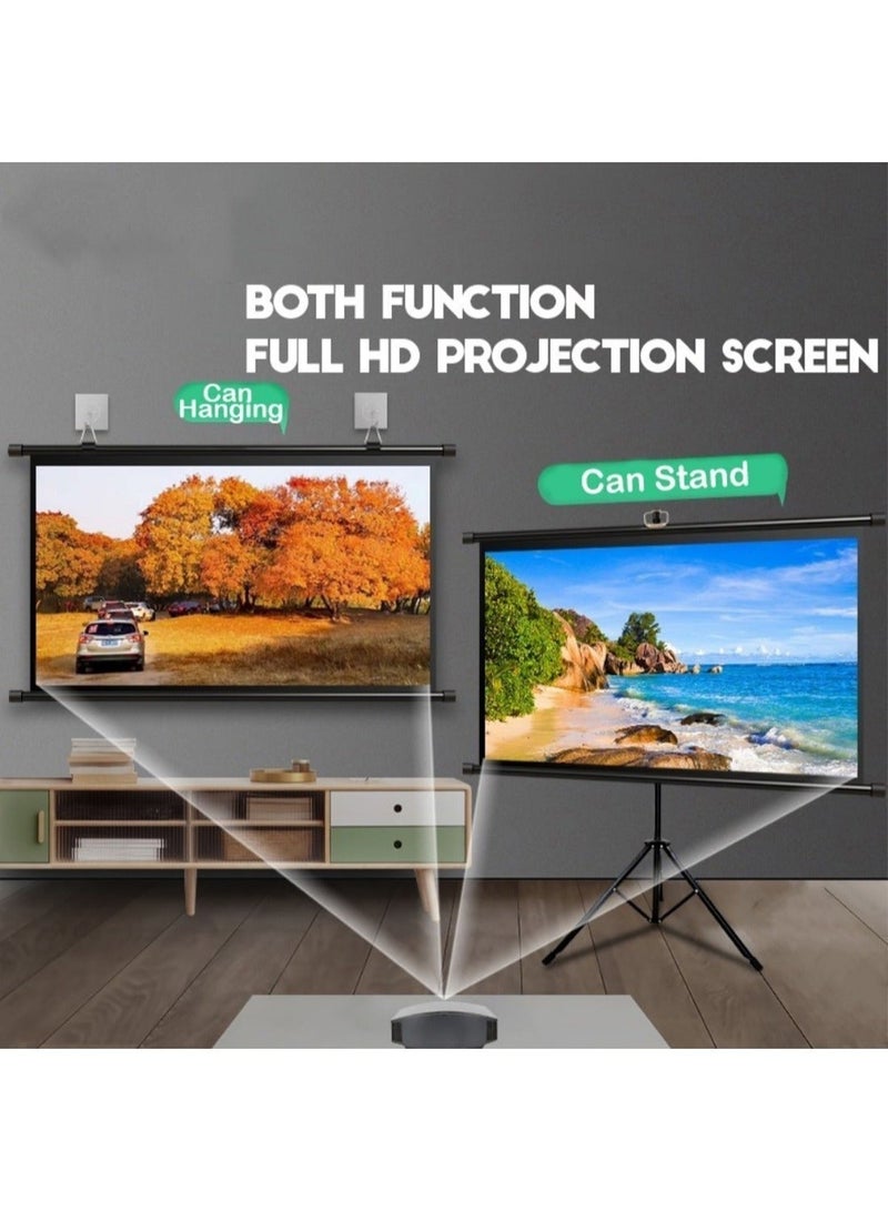Flash Hawk Projection Screen Portable with Tripod Stand 72" 16:9, Height Adjustable, 160° View Angle, Winkle Free, Anti Reflection Screen - Black - Image 3