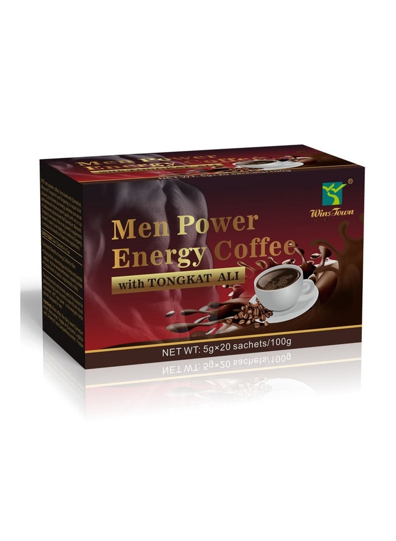 Wins Town Men Power Energy Coffee, Natural Ingredients Instant Coffee For Performance Enhancement, Anti Stress Men Healthy Prostate Coffee For Boosting Blood Flow And Improving Body Energy - Image 1