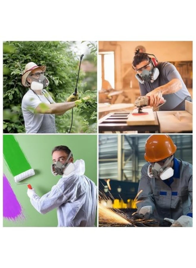 Half Face Gas Mask with Safety Glasses – Reusable Respirator for Dust, Chemicals, Pesticides & Organic Vapors – Adjustable for Painters, Woodworking, Industrial Safety & Chemical Protection - Image 2