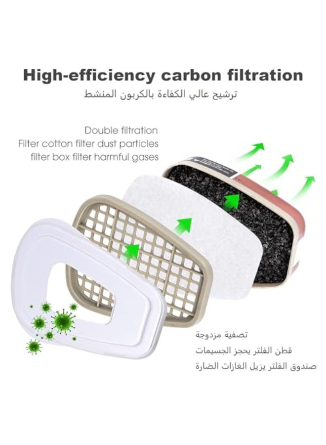 Half Face Gas Mask with Safety Glasses – Reusable Respirator for Dust, Chemicals, Pesticides & Organic Vapors – Adjustable for Painters, Woodworking, Industrial Safety & Chemical Protection - Image 4