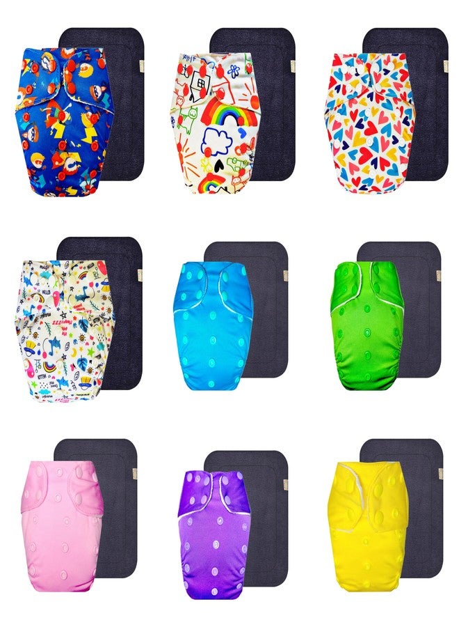 Dumbledo Premium Cloth Diaper with Black Insert (Pack of 9) | Snug Fit | Breathable | Easy to Clean | Perfect for Indian Summers | 3 Months - 3 Years | Unisex Baby - Image 1