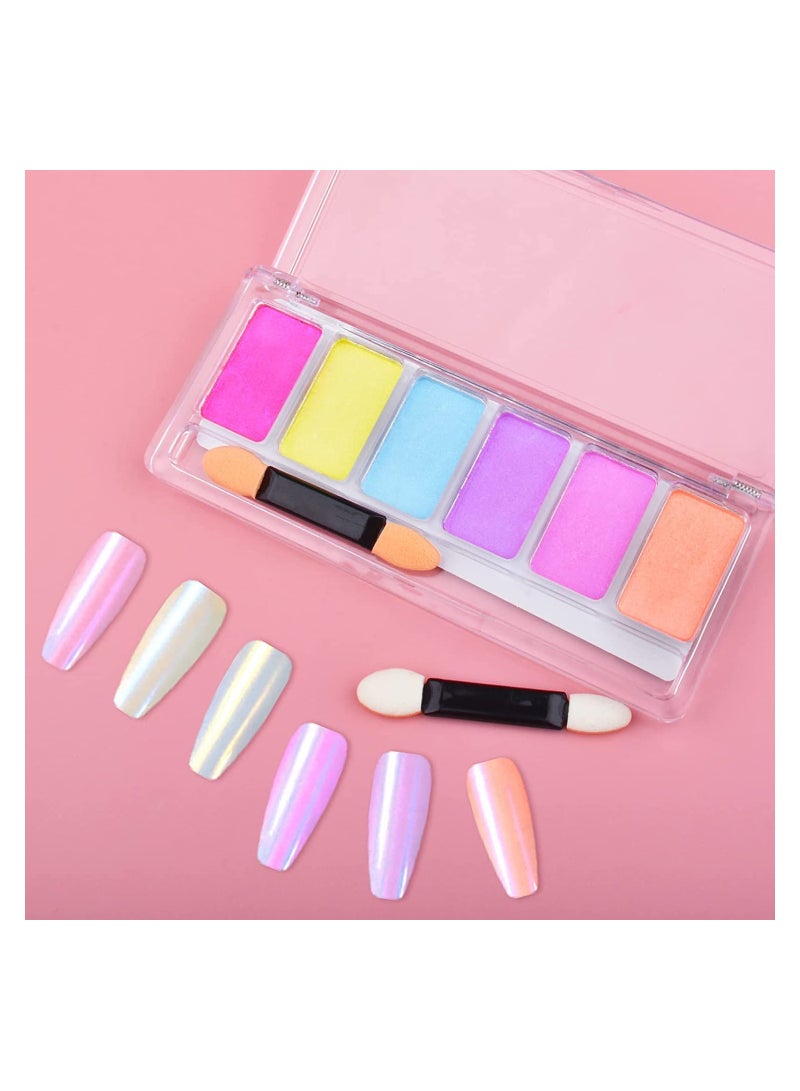 SYOSI بودرة أظافر كروم - بودرة فن الأظافر مريمية - بودرة نيون ليزر أورورا - تأثير مرآة هولوجرافيك - جليتر أظافر قوس قزح - بودرة متلألئة للأظافر - لوازم فن الأظافر DIY مع عصي ظلال العيون - Image 4