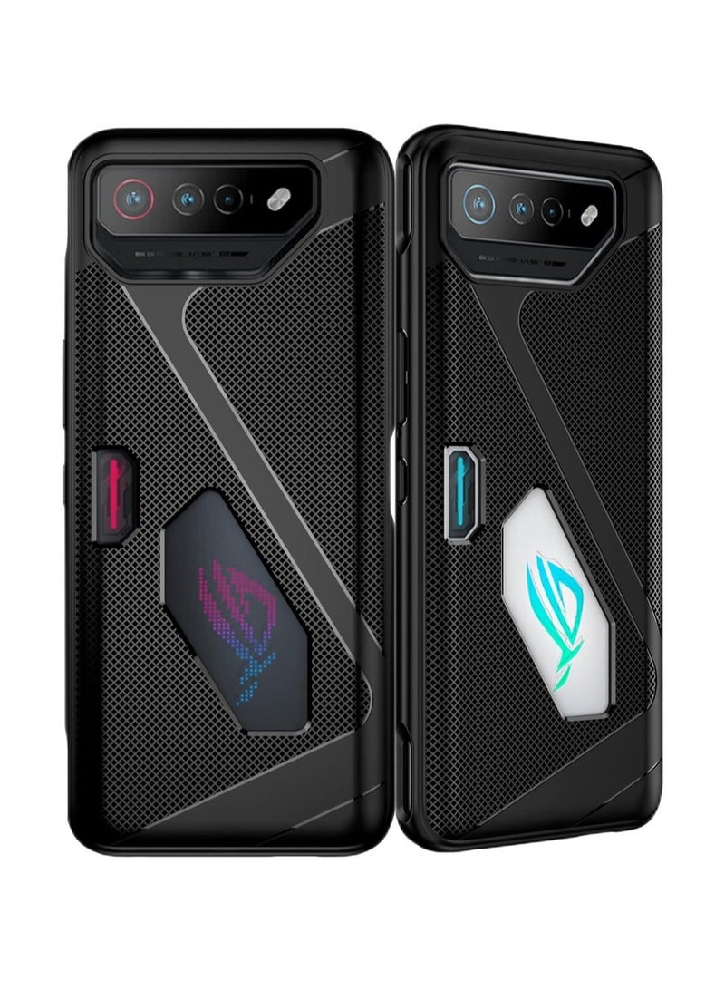Captaintech Cover for Asus ROG Phone 7 Case, TPU Flexible Material Ultra thin Cover, Military Grade Shockproof Cover, Anti-Fingerprint Slim Fit Phone Case, Stylish Phone Cover For Asus ROG Phone 7, Black - Image 1