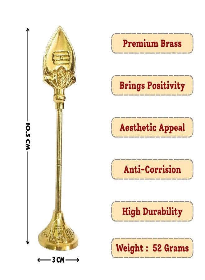 THE COOK HOUSE Premium Brass Traditional Lord Murugan Stand Vel with Round Base for Home, Office, Temple, Mandhir, Pooja Décor Gifts (Height : 10.5 CM) - Image 2