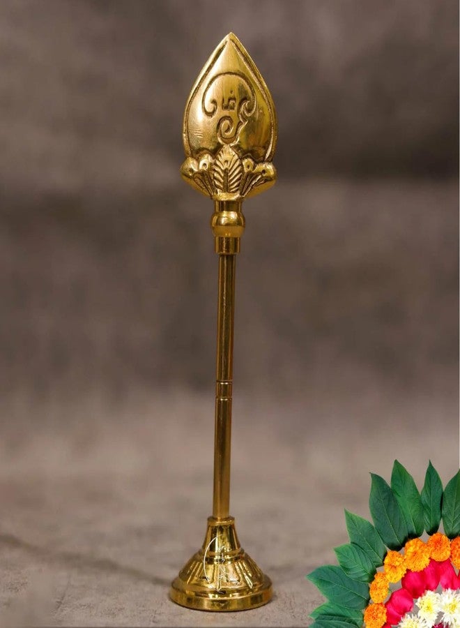 THE COOK HOUSE Premium Brass Traditional Lord Murugan Stand Vel with Round Base for Home, Office, Temple, Mandhir, Pooja Décor Gifts (Height : 10.5 CM) - Image 4